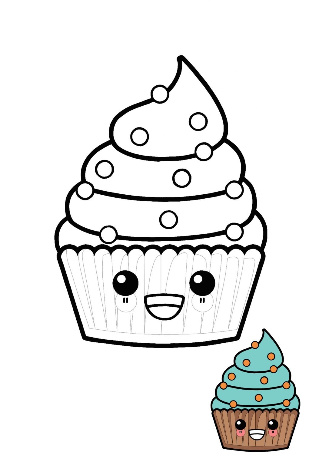Coloriage Cupcake Kawaii Coloriage Food Gratuit à Imprimer Dessin