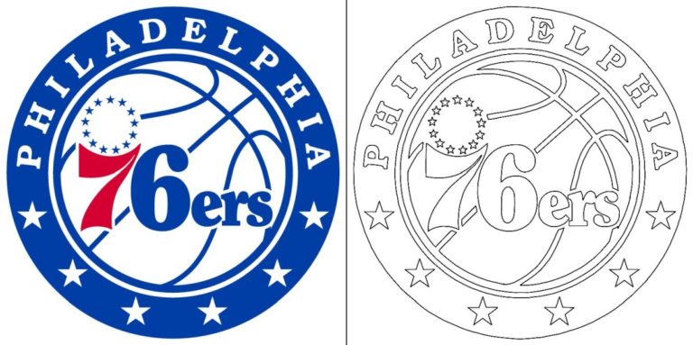 Philadelphia 76ers logo with a sample coloring page - Free coloring pages