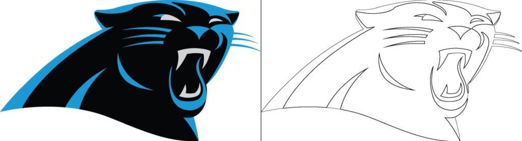 Carolina Panthers logo with a sample coloring page - Free coloring pages