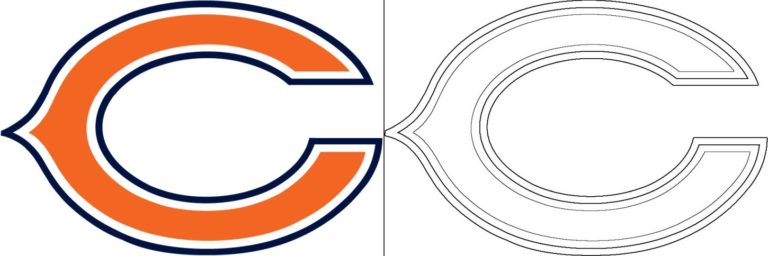 Chicago Bears logo with a sample coloring page - Free coloring pages