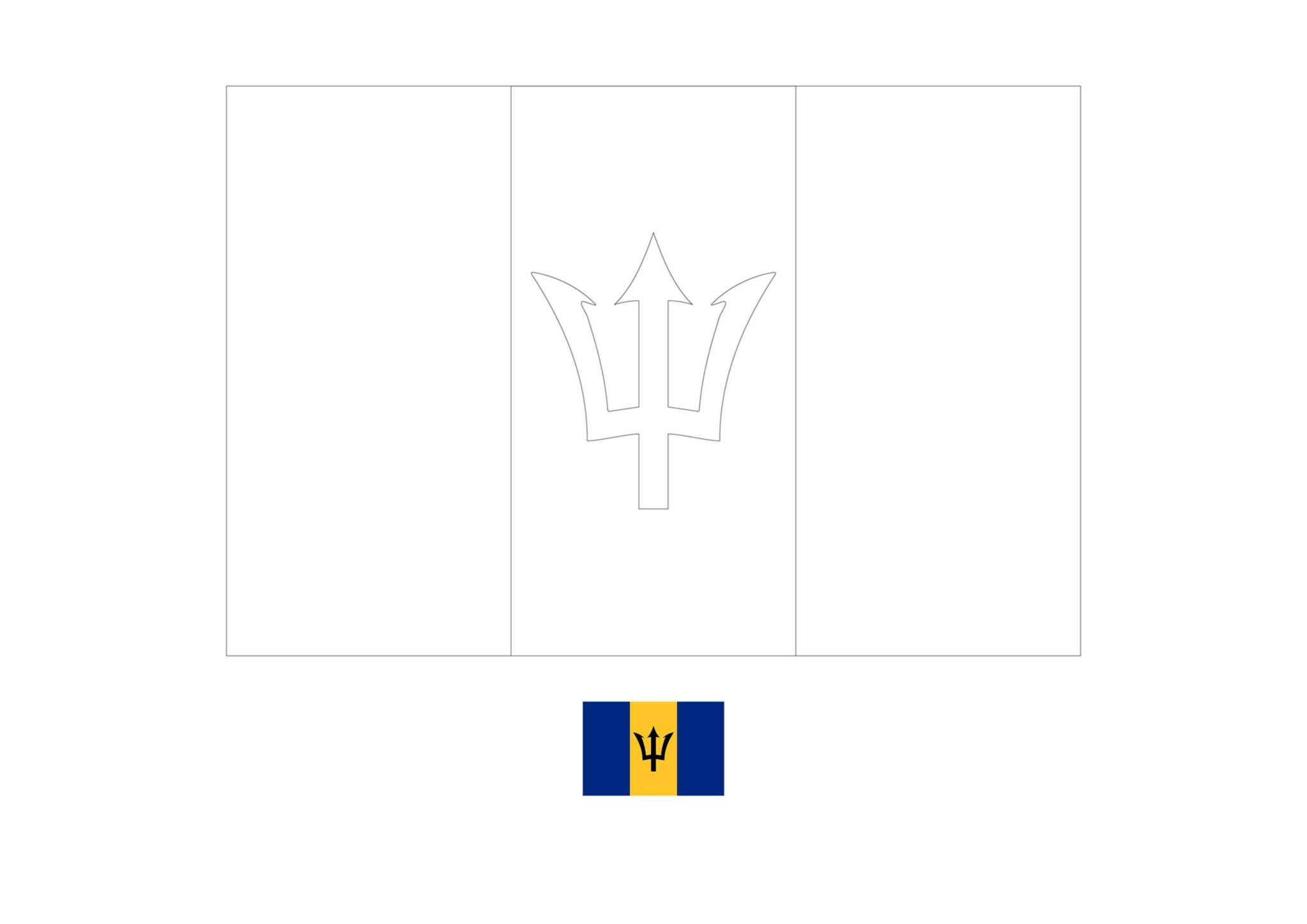 Flag of Barbados coloring page - Free coloring sheets - coloring1.com