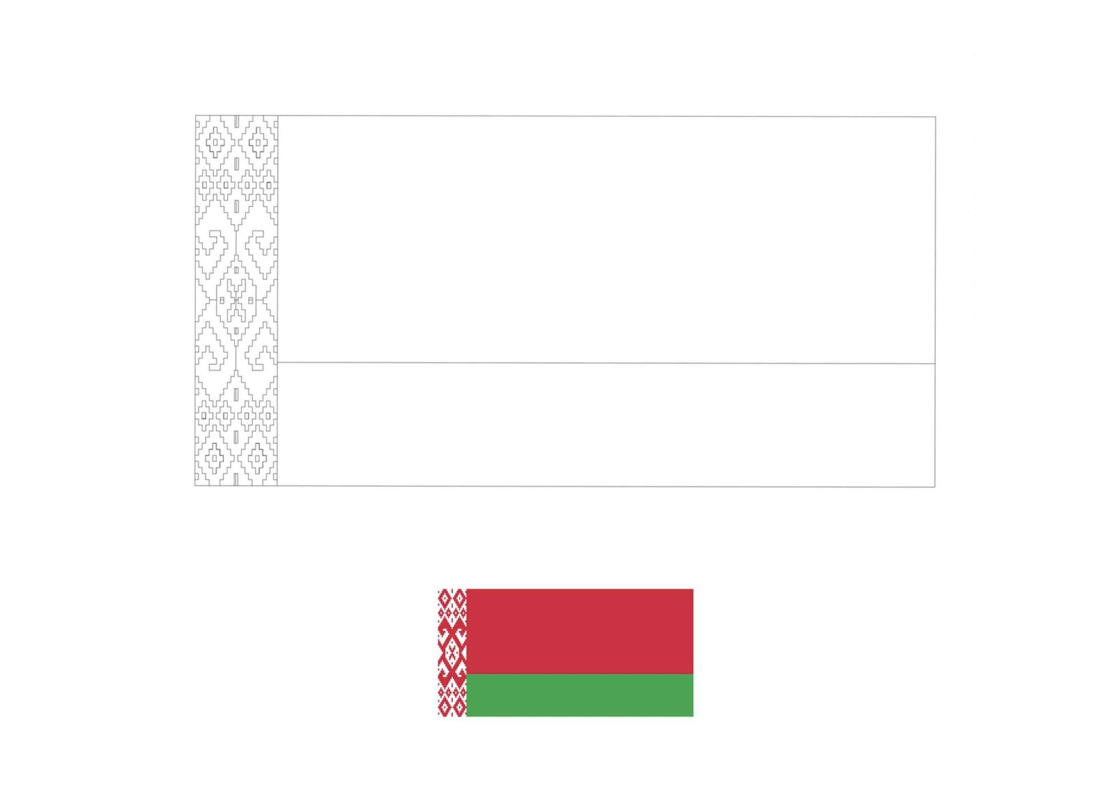 Wit-Rusland vlag kleurplaat met een voorbeeld