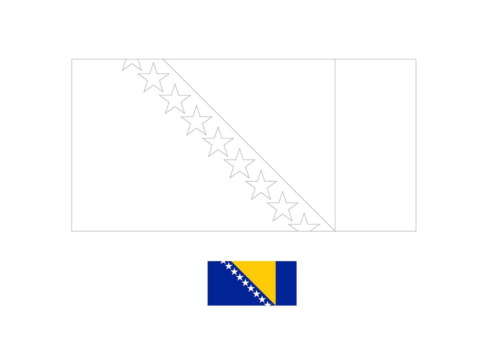 Bosnia and Herzegovina flag coloring page with a sample