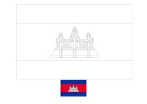 Cambodja vlag kleurplaat met een voorbeeld