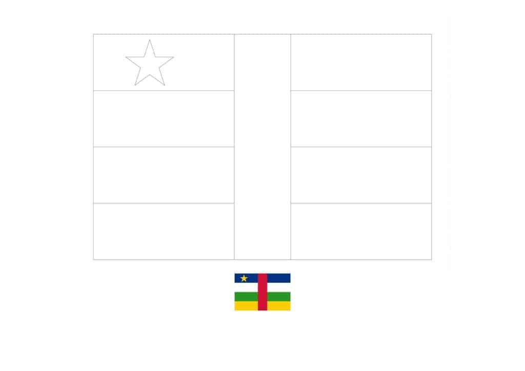 Central African Republic flag coloring page with a sample