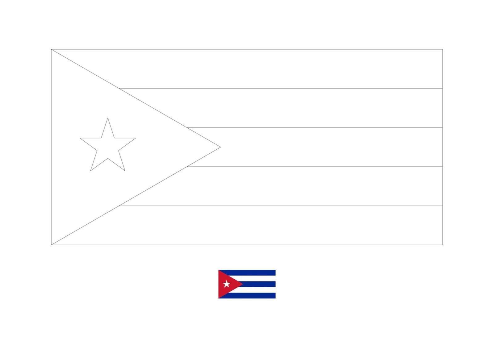 Cuba vlag kleurplaat om te printen