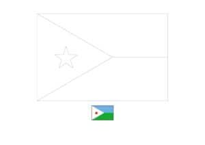 Djibouti flag coloring page with a sample