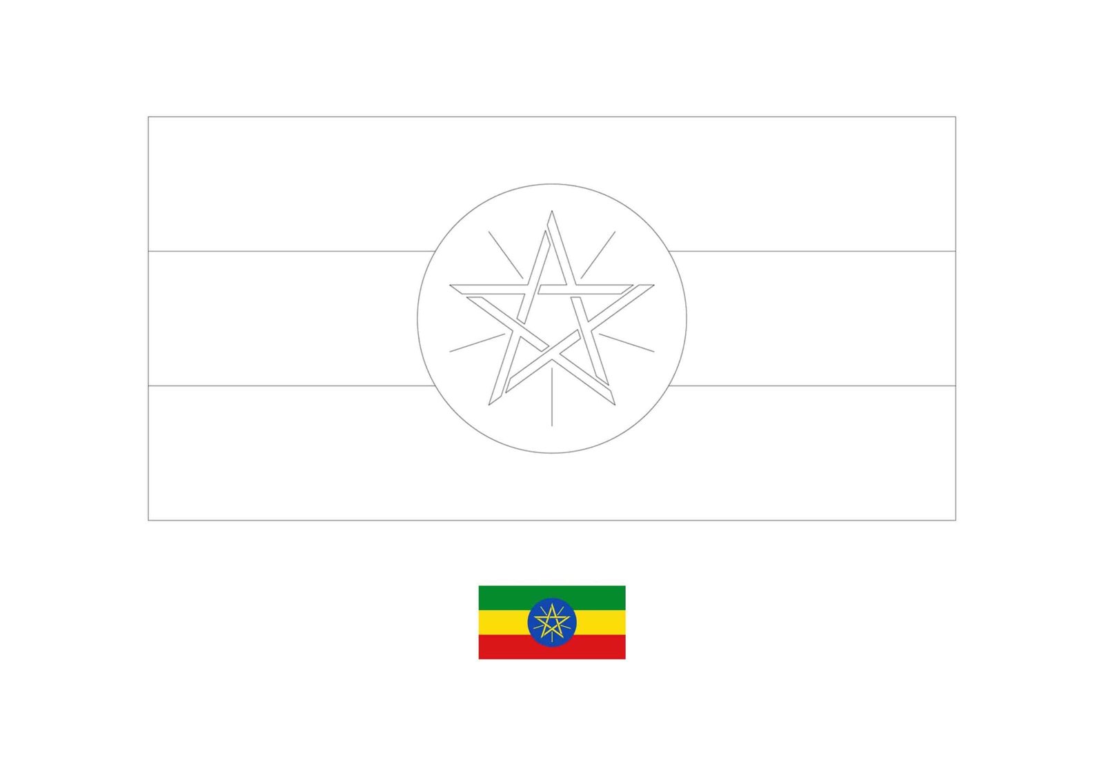 Ethiopië vlag kleurplaat