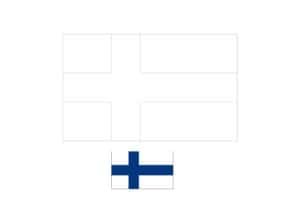 Finland vlag kleurplaat met een voorbeeld