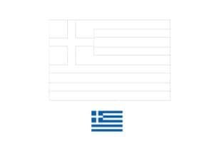 Greece flag coloring page with a sample