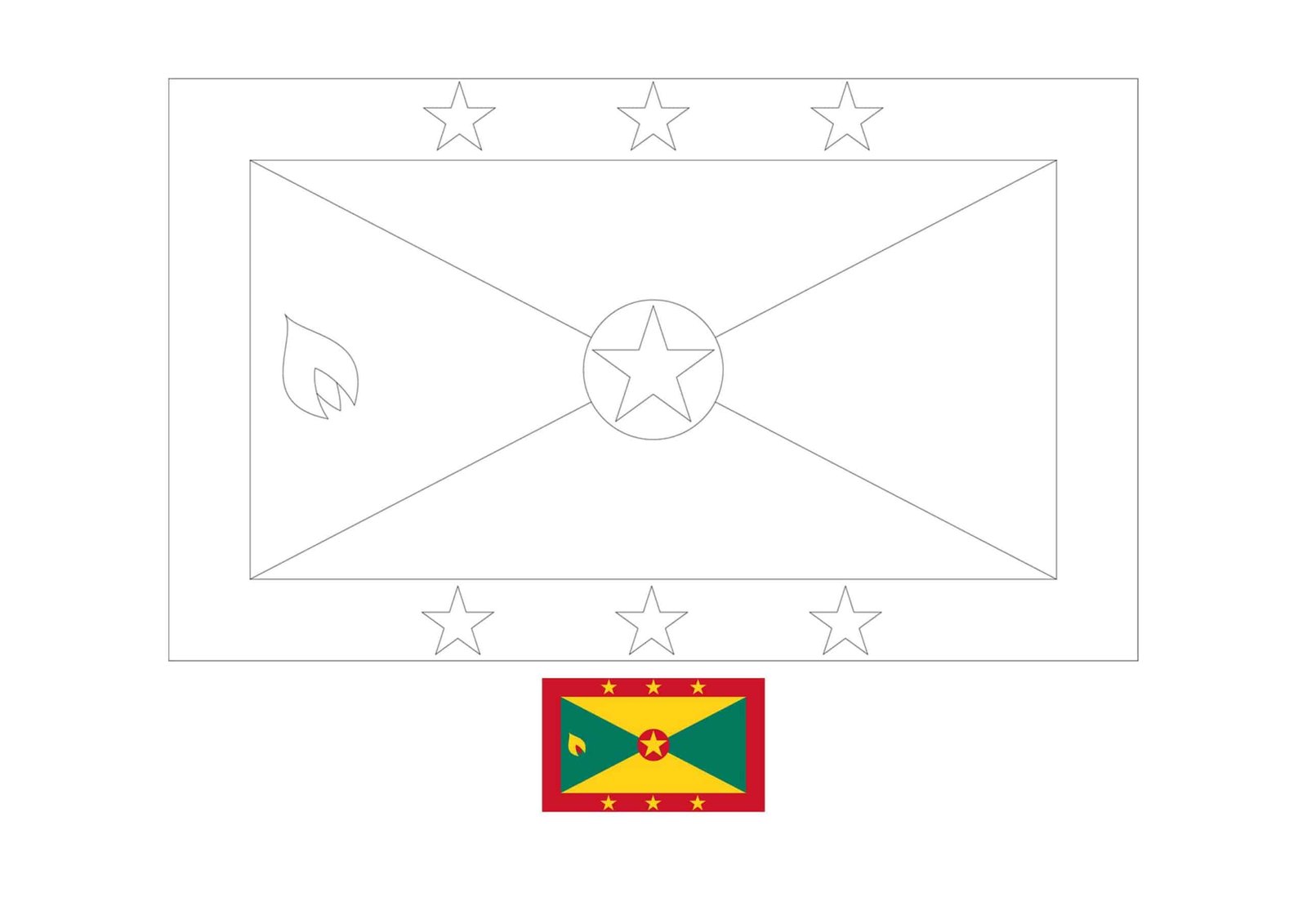 Grenada vlag gratis kleurplaat om te printen