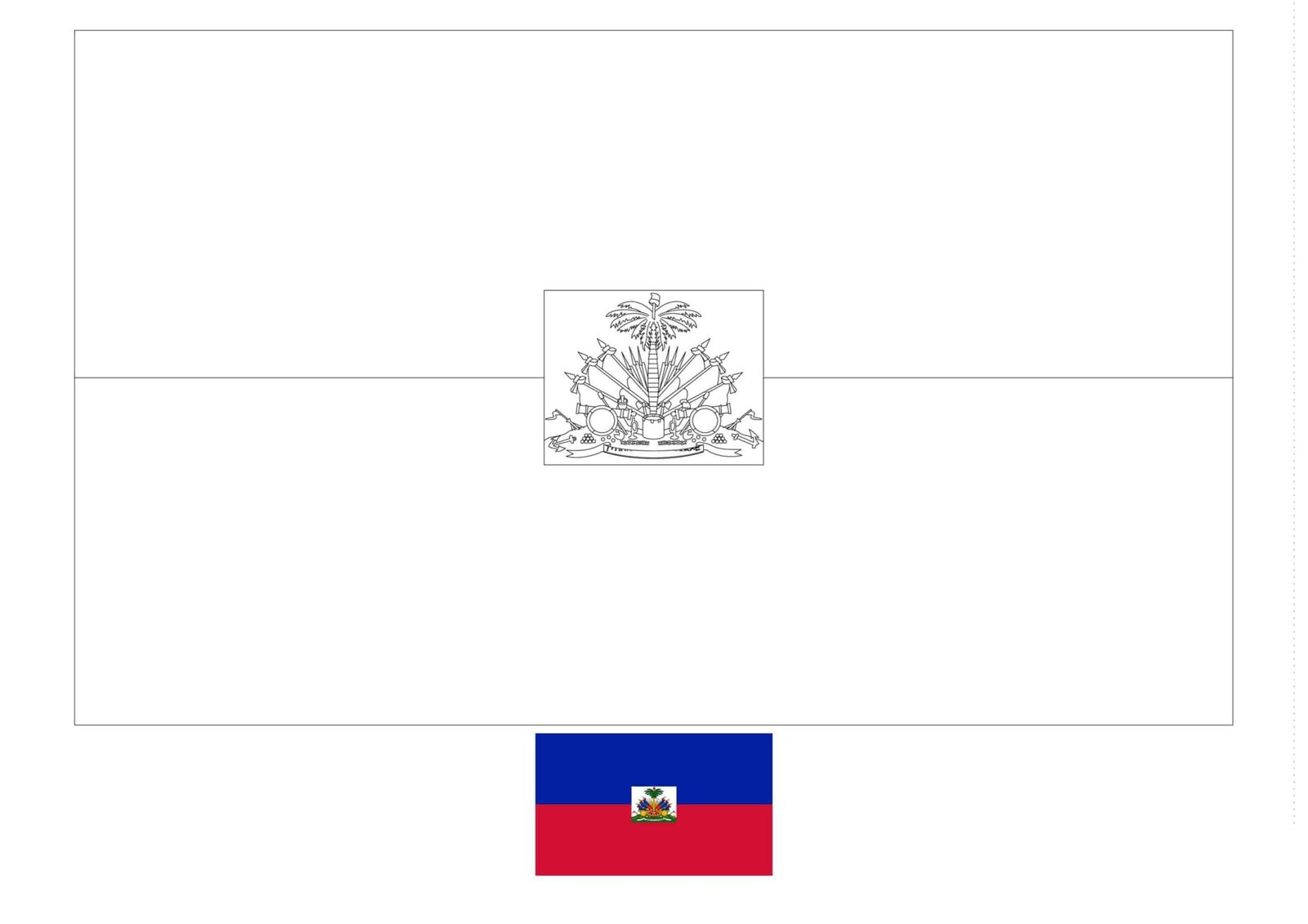 Haïtiaanse vlag kleurplaat met een voorbeeld
