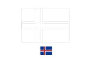 IJsland vlag kleurplaat met een voorbeeld