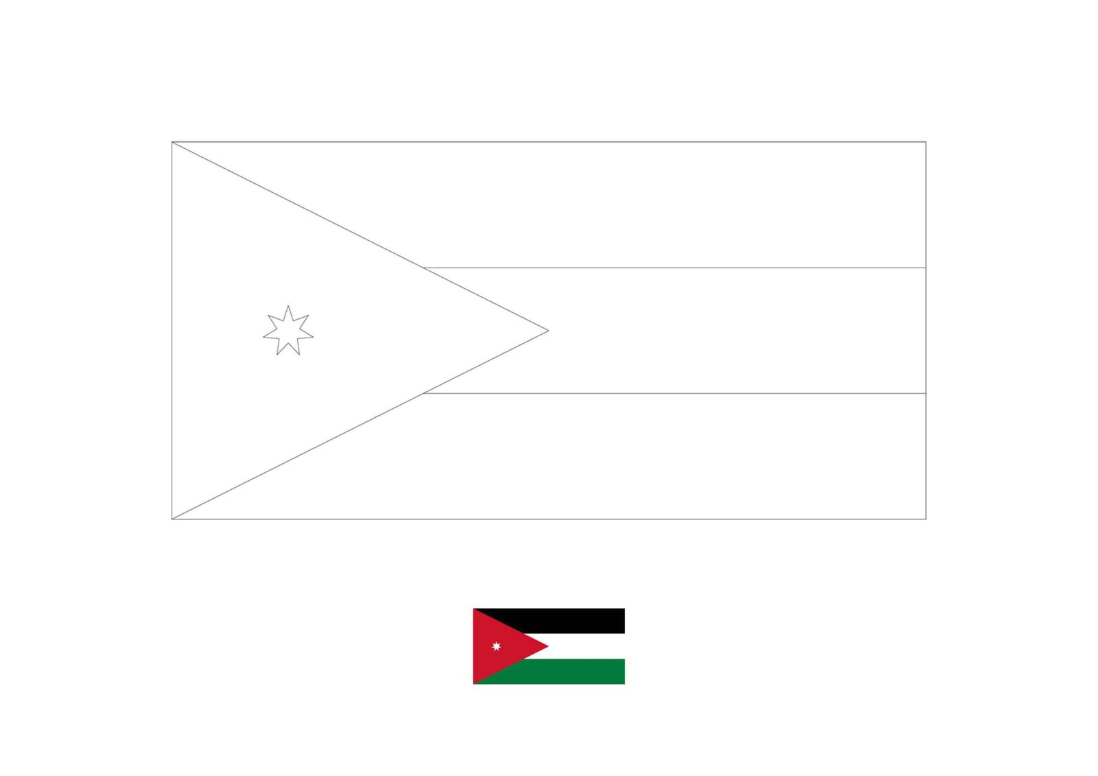 Jordanië vlag kleurplaat met een voorbeeld