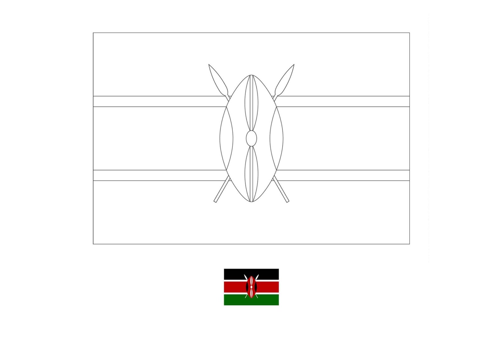 Kenya flag coloring page with a sample
