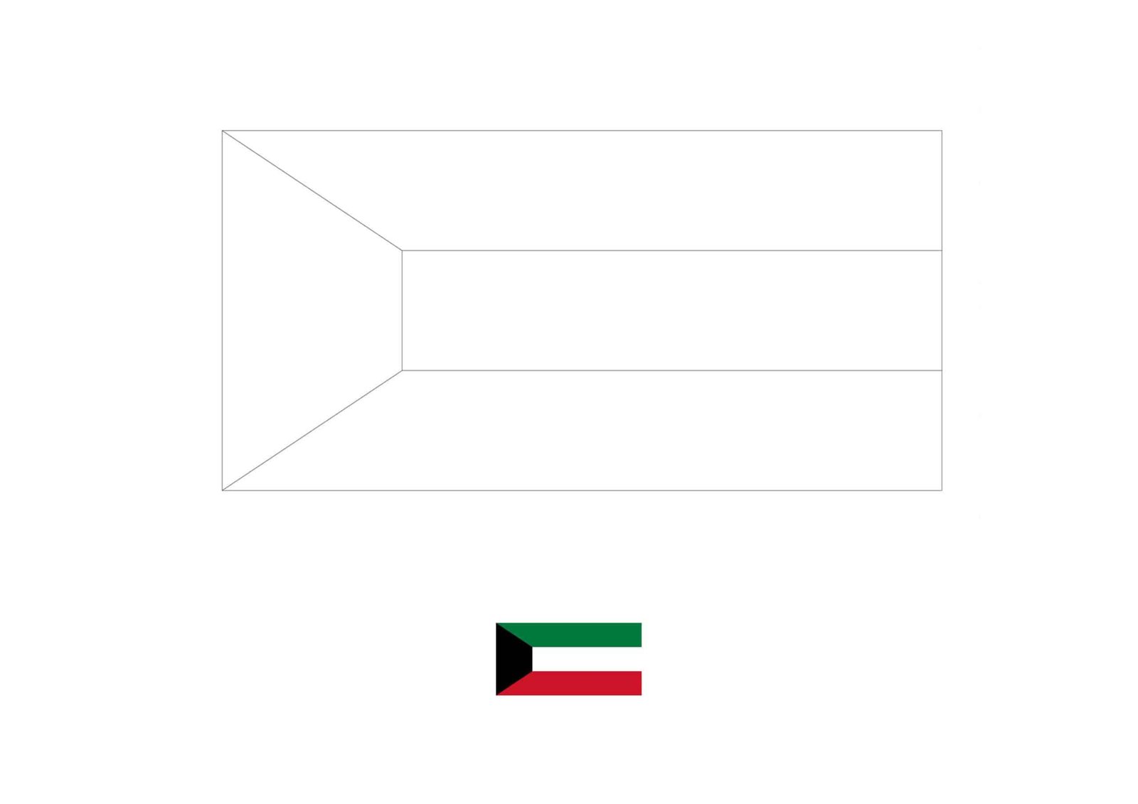 Kuwait flag coloring page with a sample