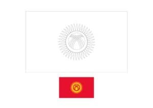 Kirgizische vlag kleurplaat met een voorbeeld