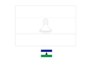 Lesotho flag coloring page with a sample