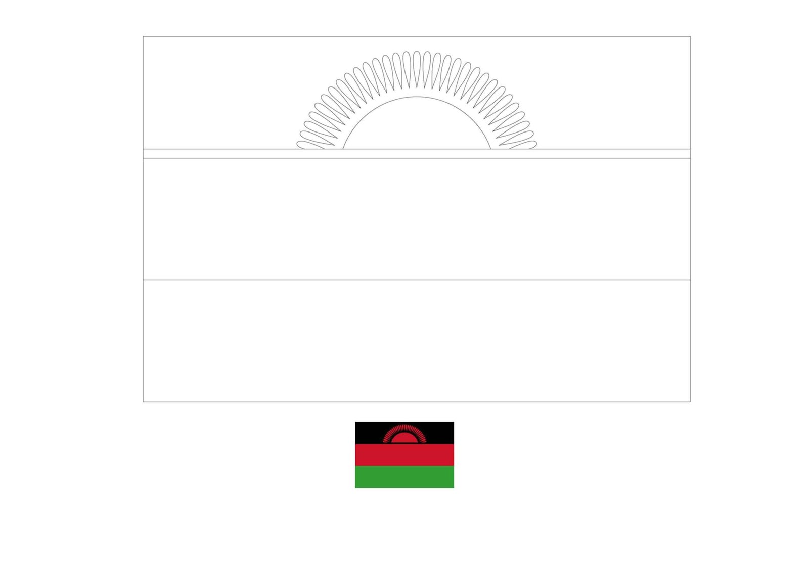 Malawi flag coloring page with a sample