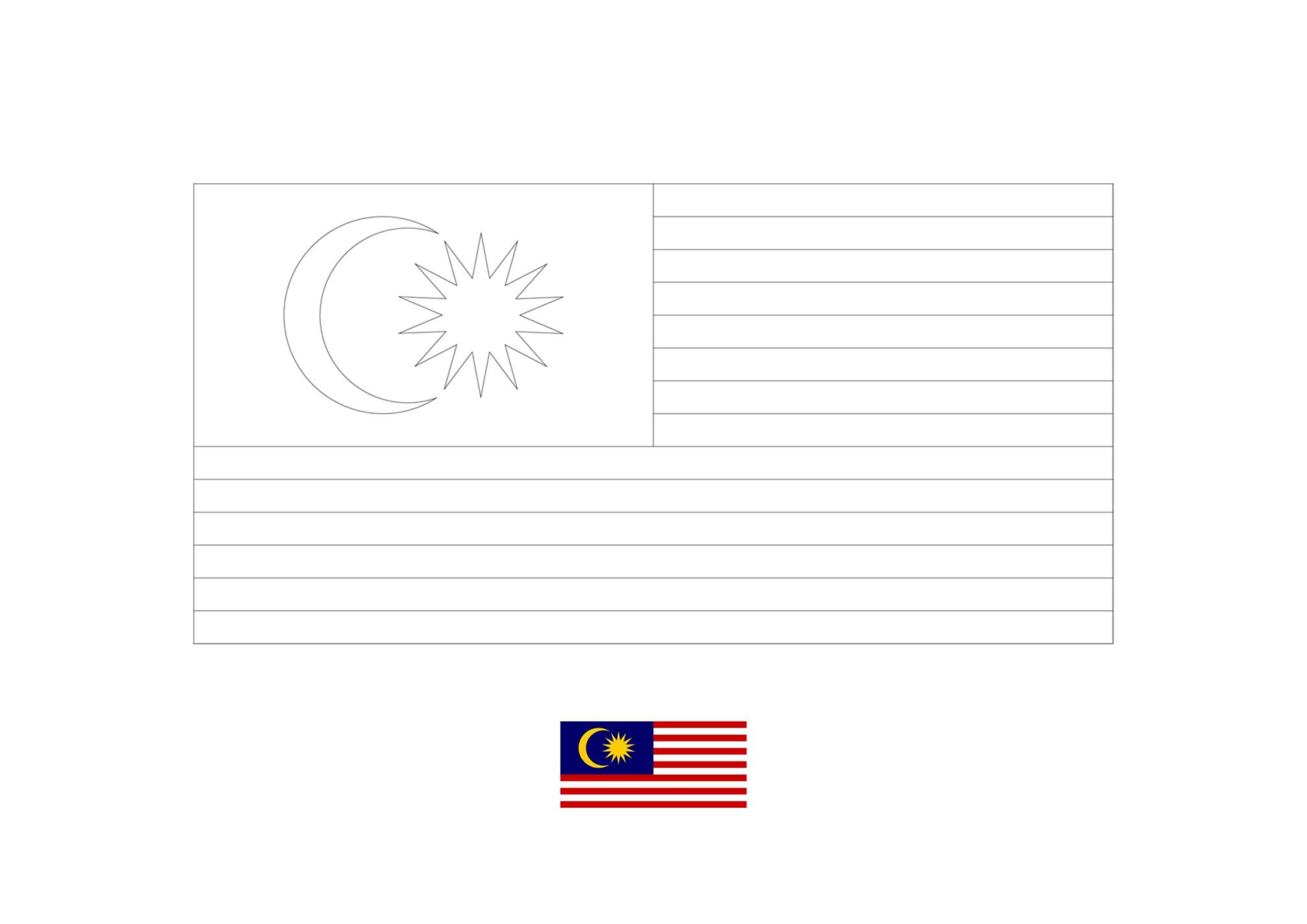 Flag of Malaysia coloring page - Free coloring sheets - coloring1.com