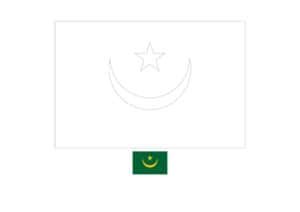 Mauritanië vlag kleurplaat met een voorbeeld
