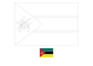 Mozambique vlag kleurplaat met een voorbeeld