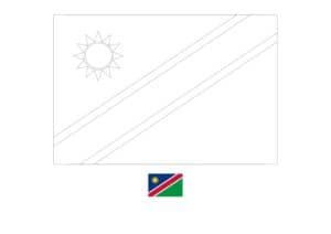 Namibië vlag kleurplaat met een voorbeeld