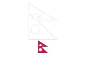 Nepal vlag kleurplaat voor volwassenen en kinderen