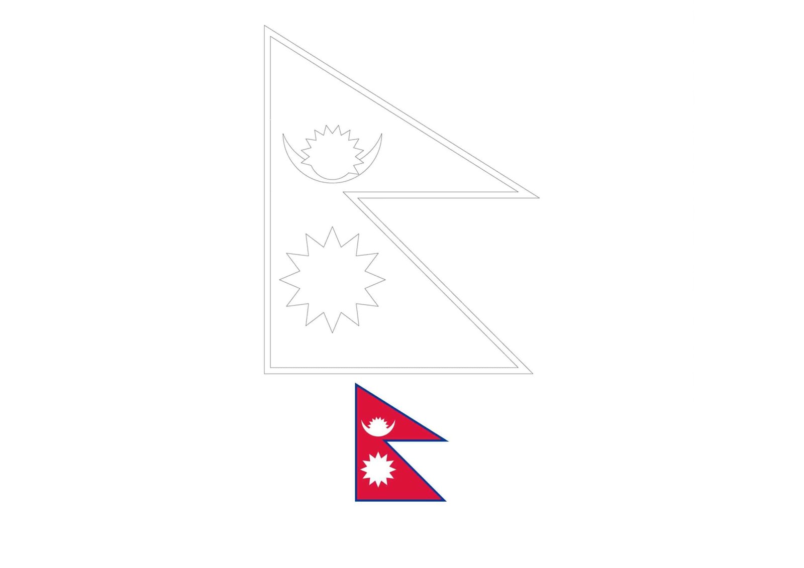 Nepal flag coloring page with a sample