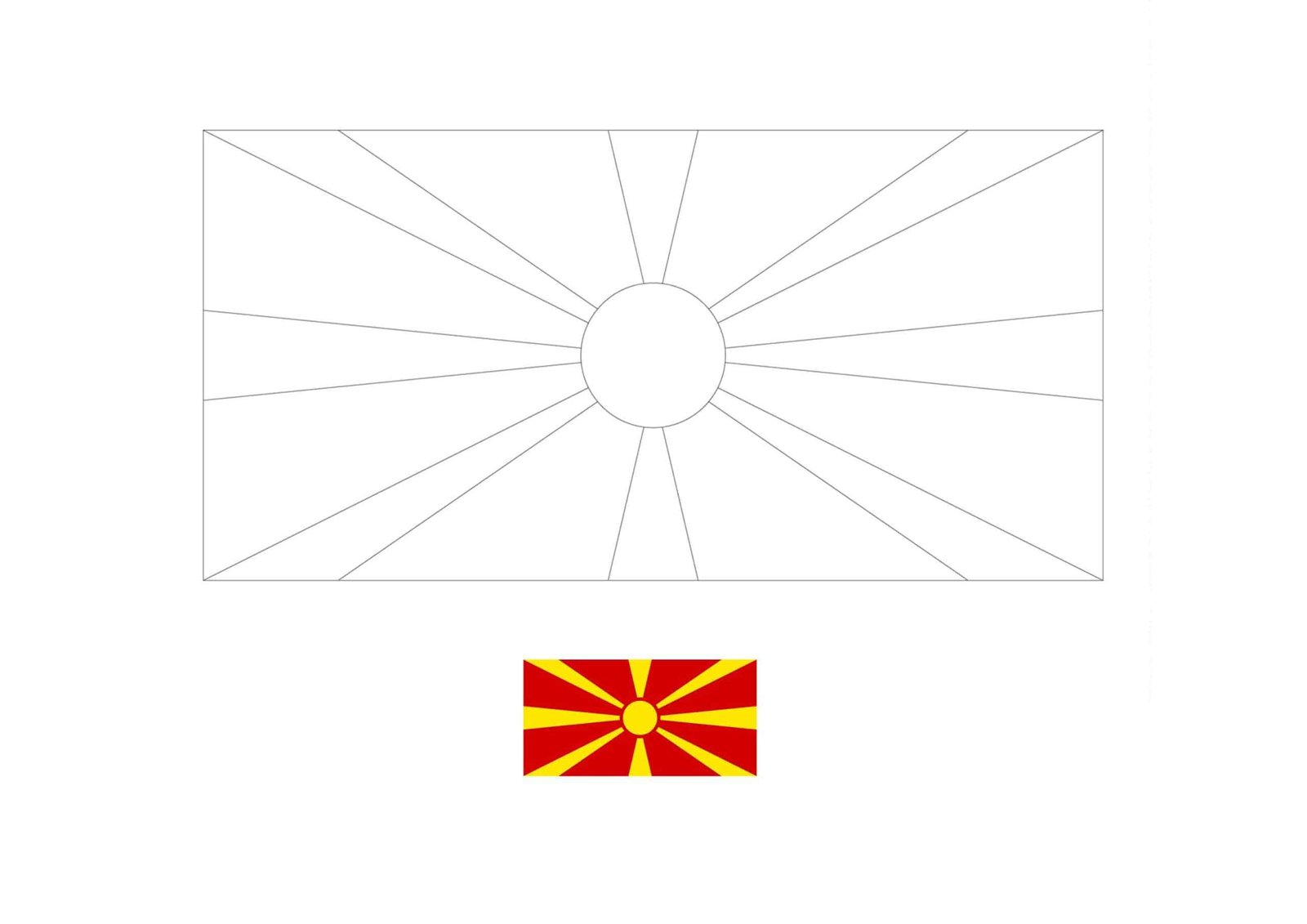 North Macedonia flag coloring page with a sample