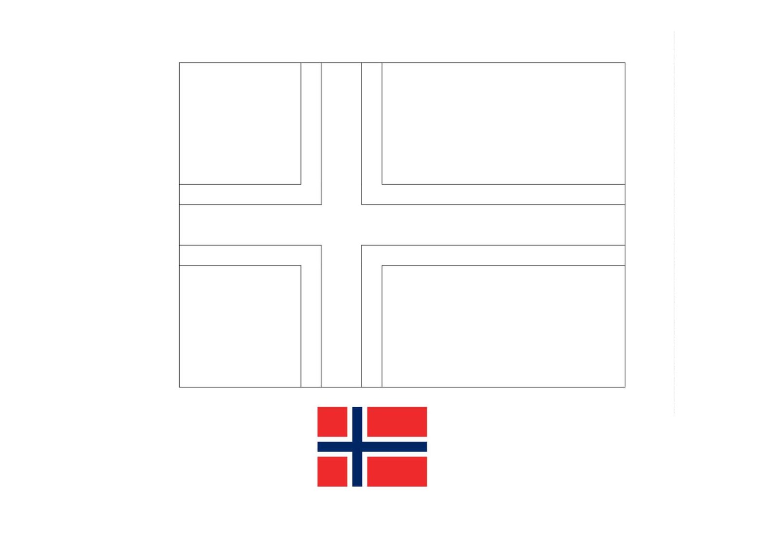 Noorwegen vlag kleurplaat voor kinderen en volwassenen