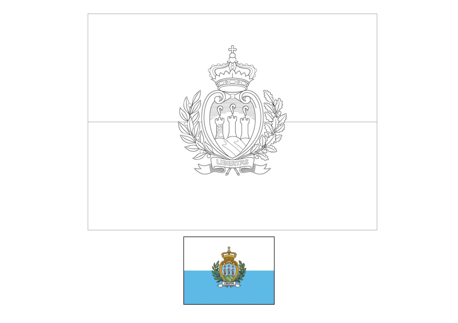 San Marino vlag moeilijke kleurplaat om af te drukken