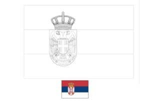 Servië vlag kleurplaat met een voorbeeld