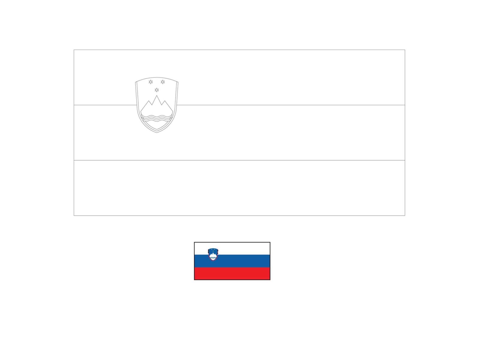 Slovenia flag coloring page with a sample