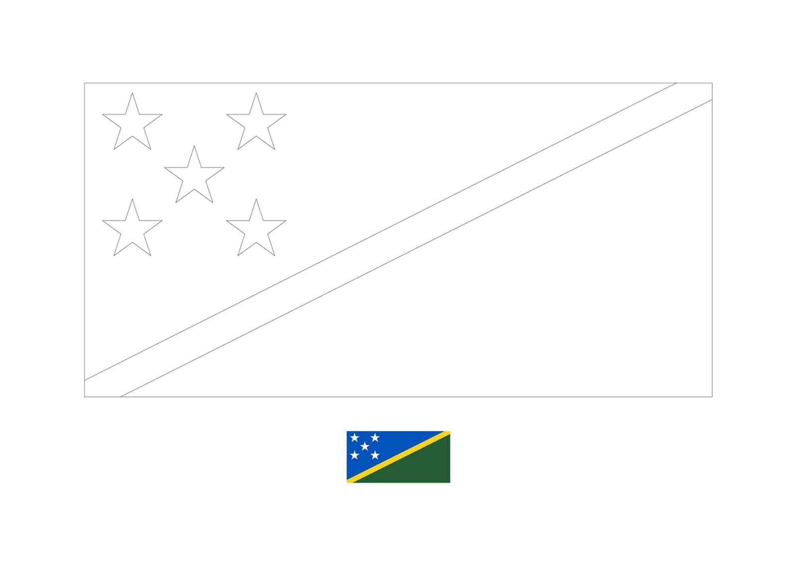 Solomon Islands flag coloring page with a sample