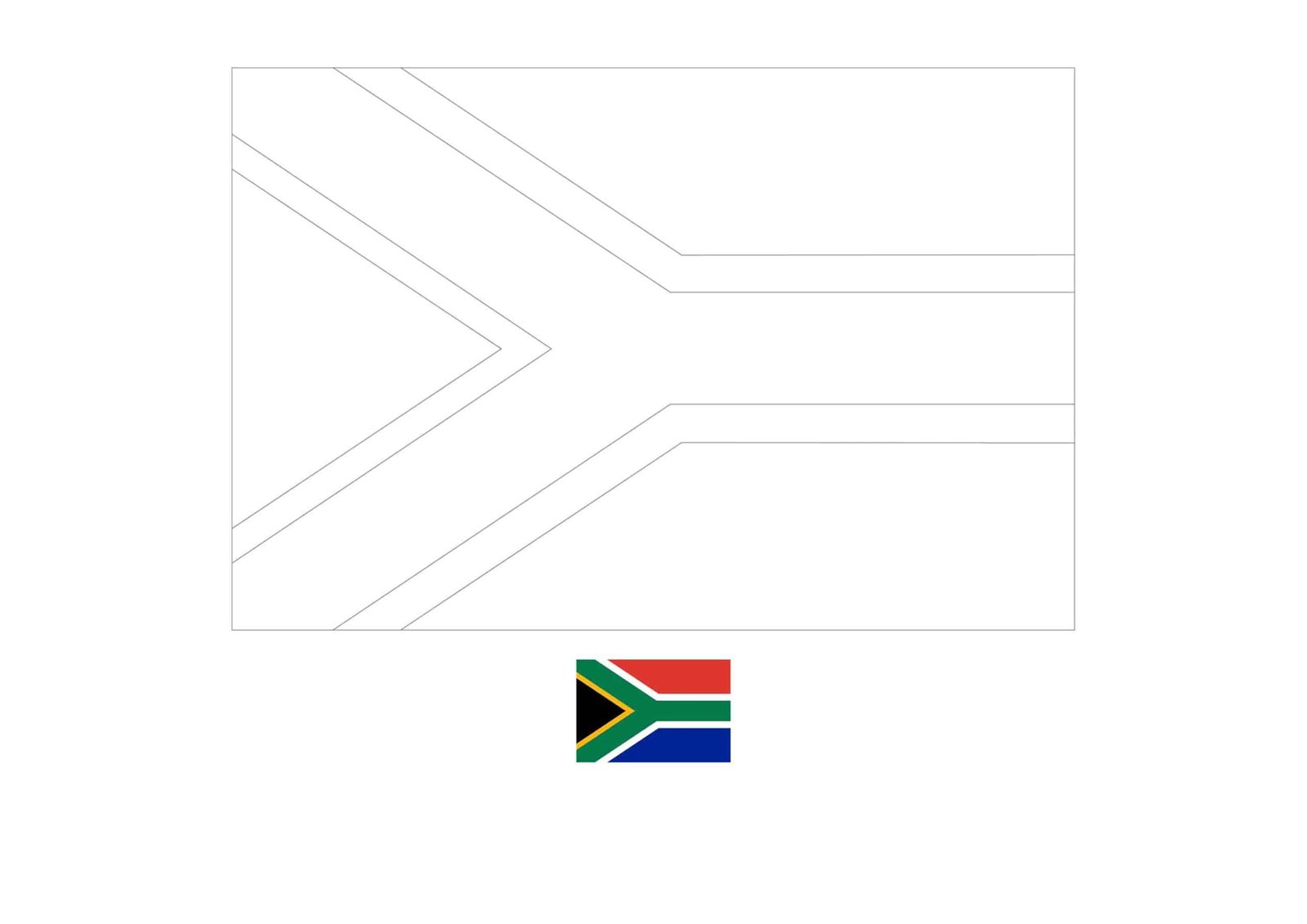 Zuid-Afrikaanse vlag kleurplaat om af te drukken voor kinderen