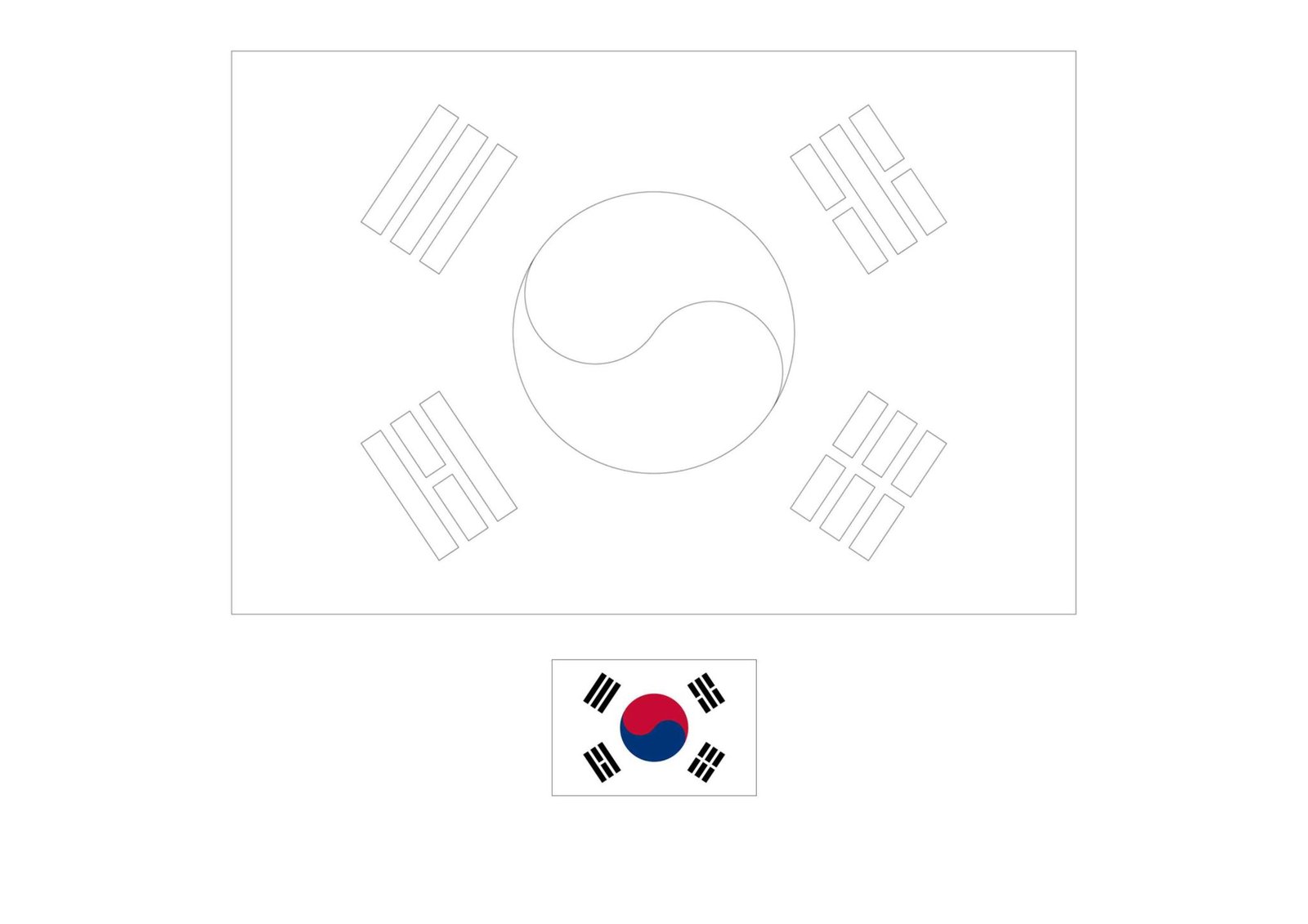 Flag of South Korea coloring page Free coloring sheets