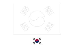 Zuid Korea vlag kleurplaat met een voorbeeld