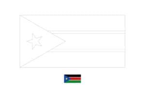 South Sudan flag coloring page with a sample