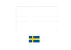 Sweden flag coloring page with a sample
