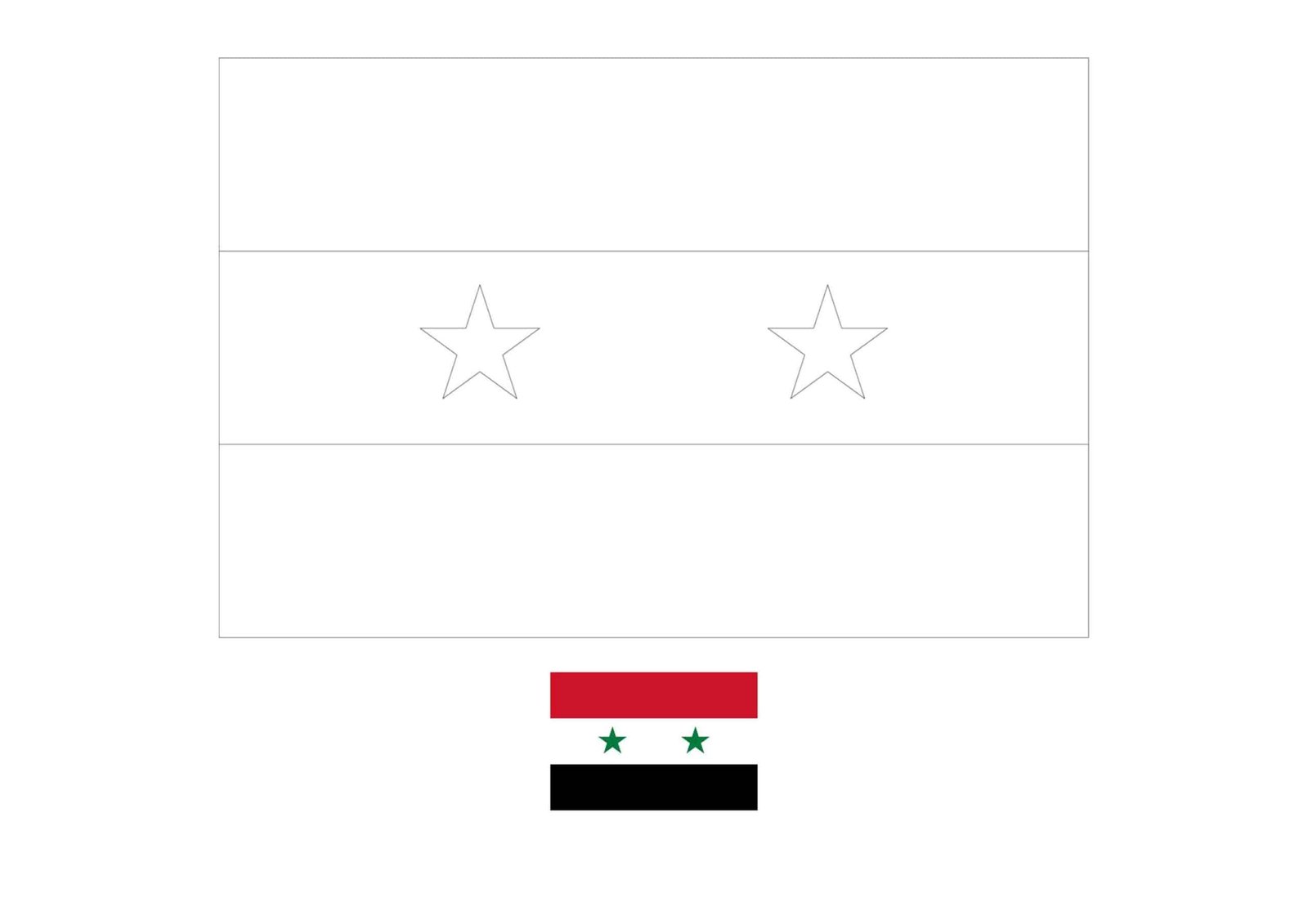 Syrië vlag kleurplaat om uit te printen