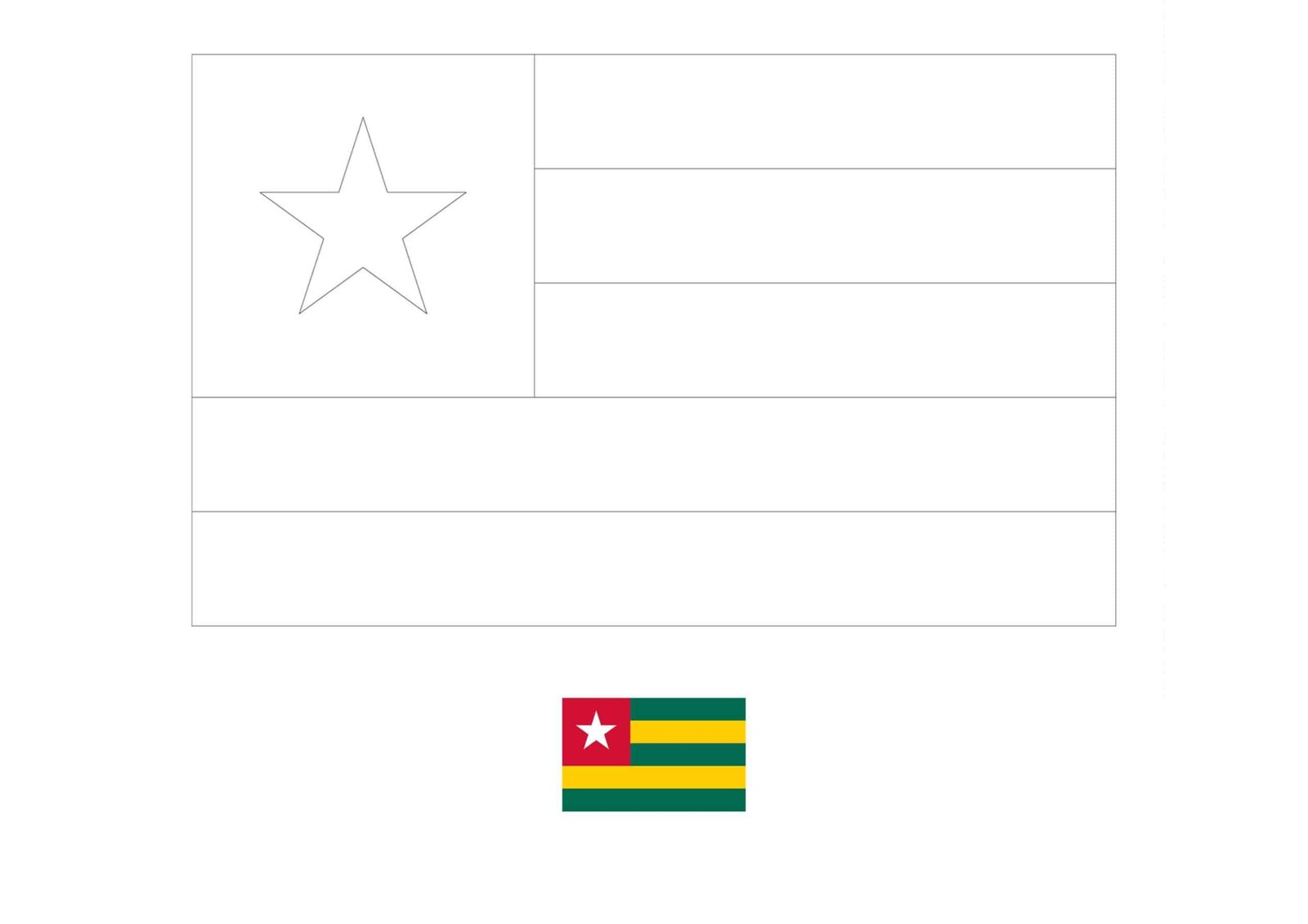 Togo vlag kleurplaat voor print a4