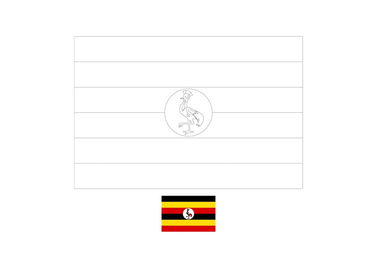 Oeganda vlag kleurplaat voor kinderen en volwassenen
