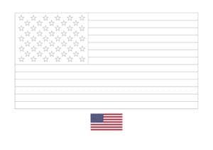 United States of America flag coloring page with a sample