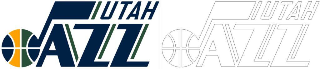 Utah Jazz logo with a sample coloring page - Free coloring pages ...