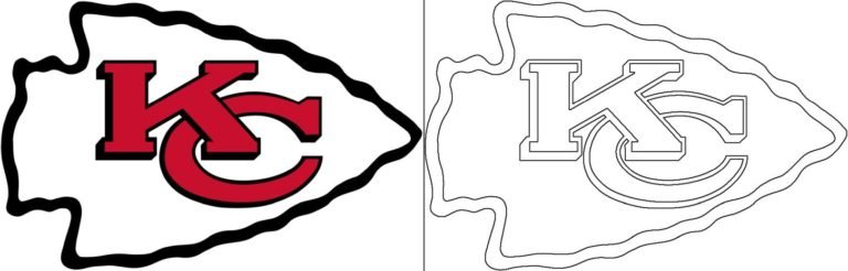 Kansas City Chiefs logo with a sample coloring page - Free coloring pages