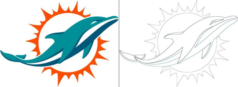 Miami Dolphins logo with a sample coloring page - Free coloring pages