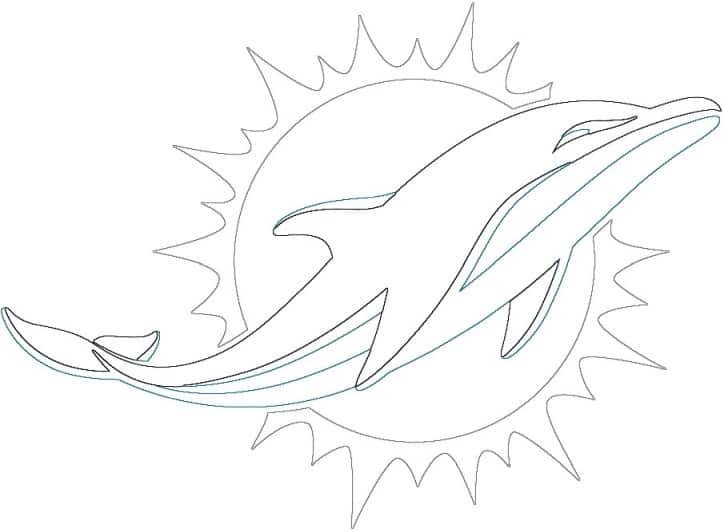 Miami Dolphins logo kleurplaat zwart-wit