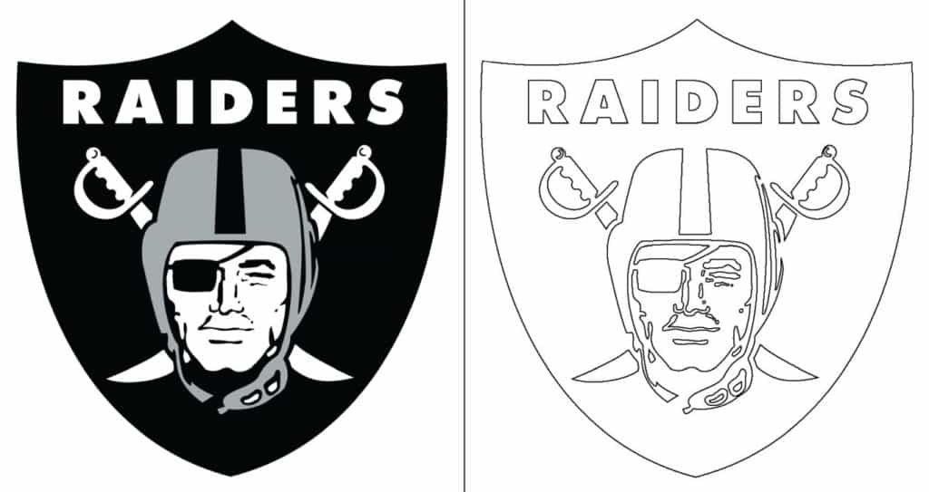 Oakland Raiders logo with a sample coloring page - Free coloring pages