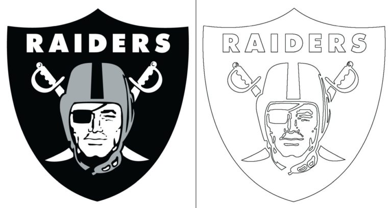 Oakland Raiders logo with a sample coloring page - Free coloring pages